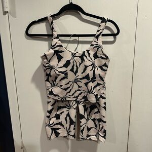 Sage Black and Cream Patterned Camisole workout set